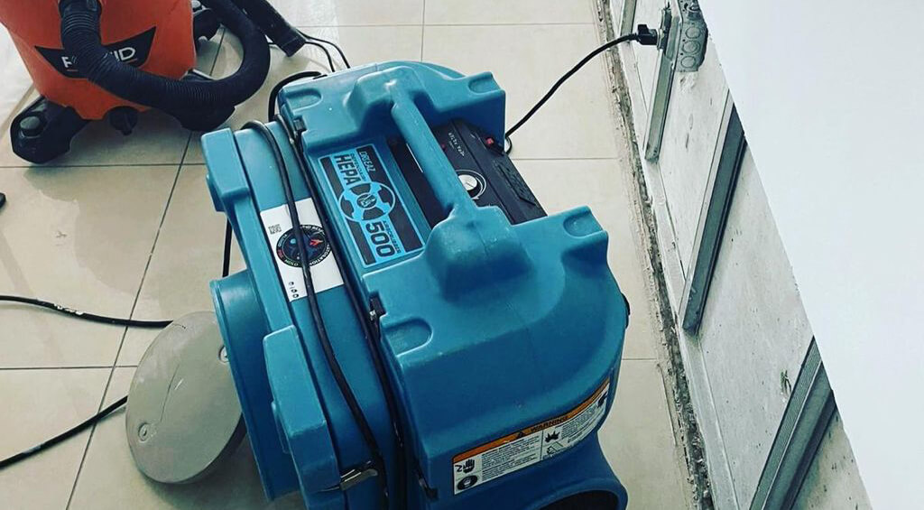 Equipment set up for water damage repair and drying