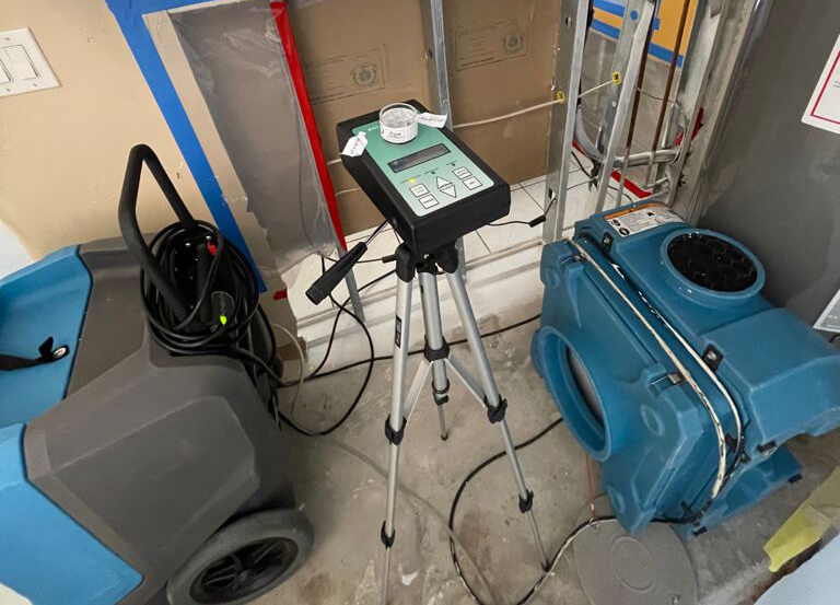 Tools and materials used during water damage repair