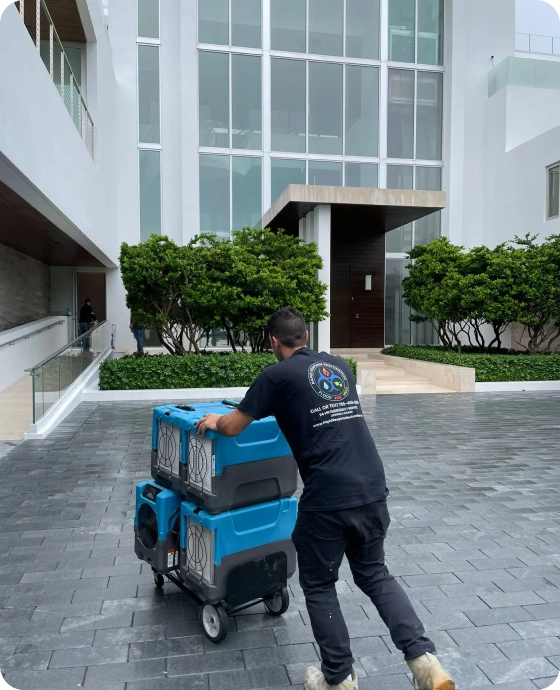 Photo of a technician working outside a commercial building