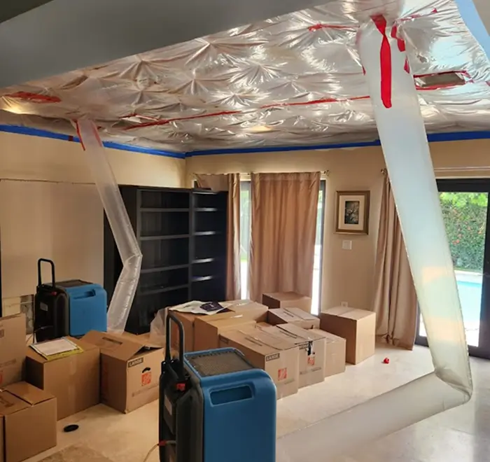 Interior room under construction following water damage